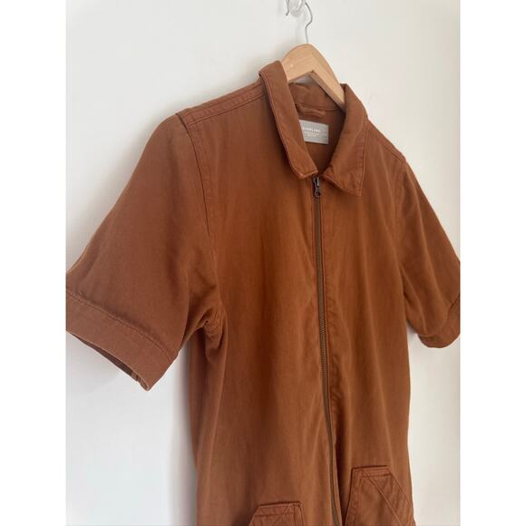 Everlane The Denim Short Coverall - Organic Cotton Rust Orange Size 6 - Picture 5 of 8